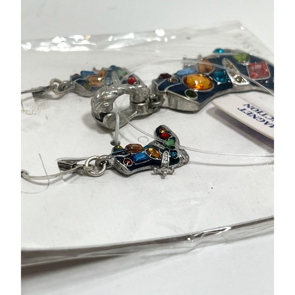 Icon Collection Multi-Color Western Boot Pendant and Earrings Set Jeweled - Picture 3 of 4